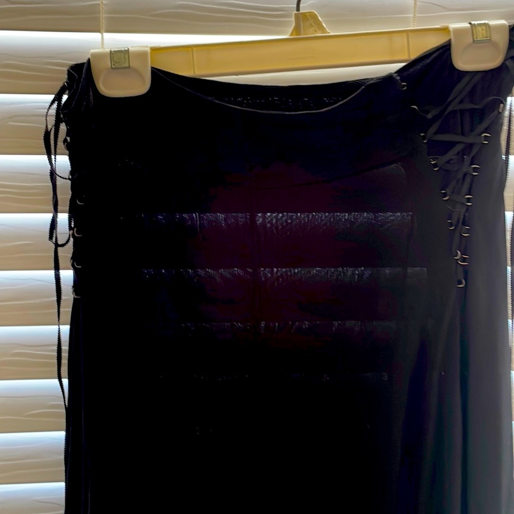 Max studio lace up midi skirt, polyester black